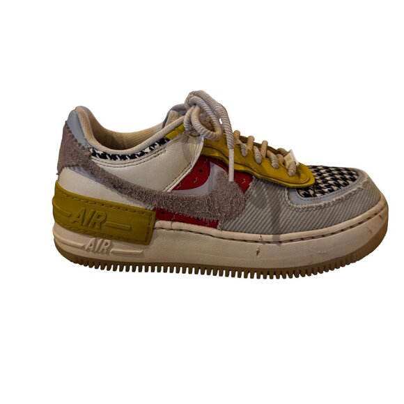 Nike Air Force 1 Low ShadowMulti Print Houndstooth Sneakers Size 7.5 - Picture 2 of 10